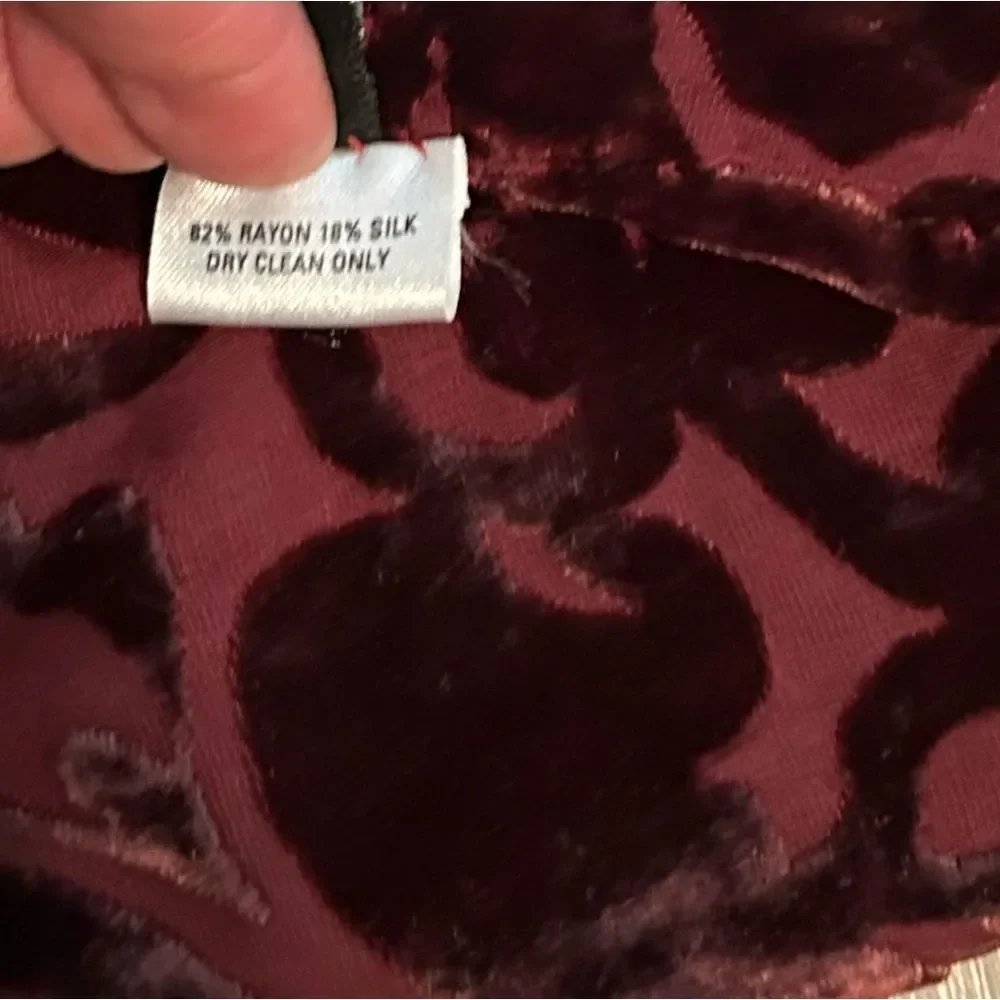 Vintage Velvet Burnout Scarf Wine burgundy Classic Boho Equestrian Timeless
